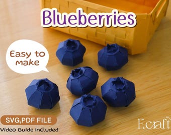 DIY Papercraft Blueberries Template (PDF, SVG)