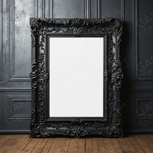 Stylish Gothic Black Frame Mockup, Victorian Digital Mockup, Framed Art Display, Simple Vertical Frame Template JPG PSD Smart Object