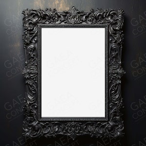 Pojedynczy gotycki styl czarna ramka mockup, gotycki cyfrowy mockup, oprawione wyświetlanie sztuki, pionowy szablon ramki JPG PSD inteligentny obiekt