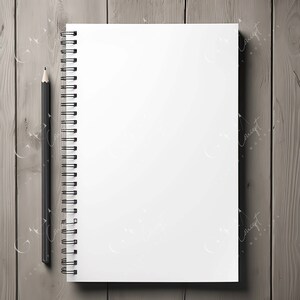 Minimal Spiral Notebook Paper Mockup, Minimal Digital Mockup, Paper Art Display, Simple Vertical Notebook Template JPG PSD Smart Object