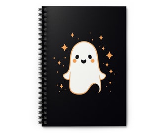 Magical Cute Halloween Ghost Concept Spiral Notebook Planner - Ruled Line, Kids Halloween Gift Notebook, Halloween School Journal Diary Gift
