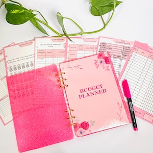 Classeur pour agenda budgétaire en résine fait main - Uni ou pailleté | Classeur pour enveloppes pour billets de banque | Planificateur budgétaire A5 |  Organisatrice budgétaire