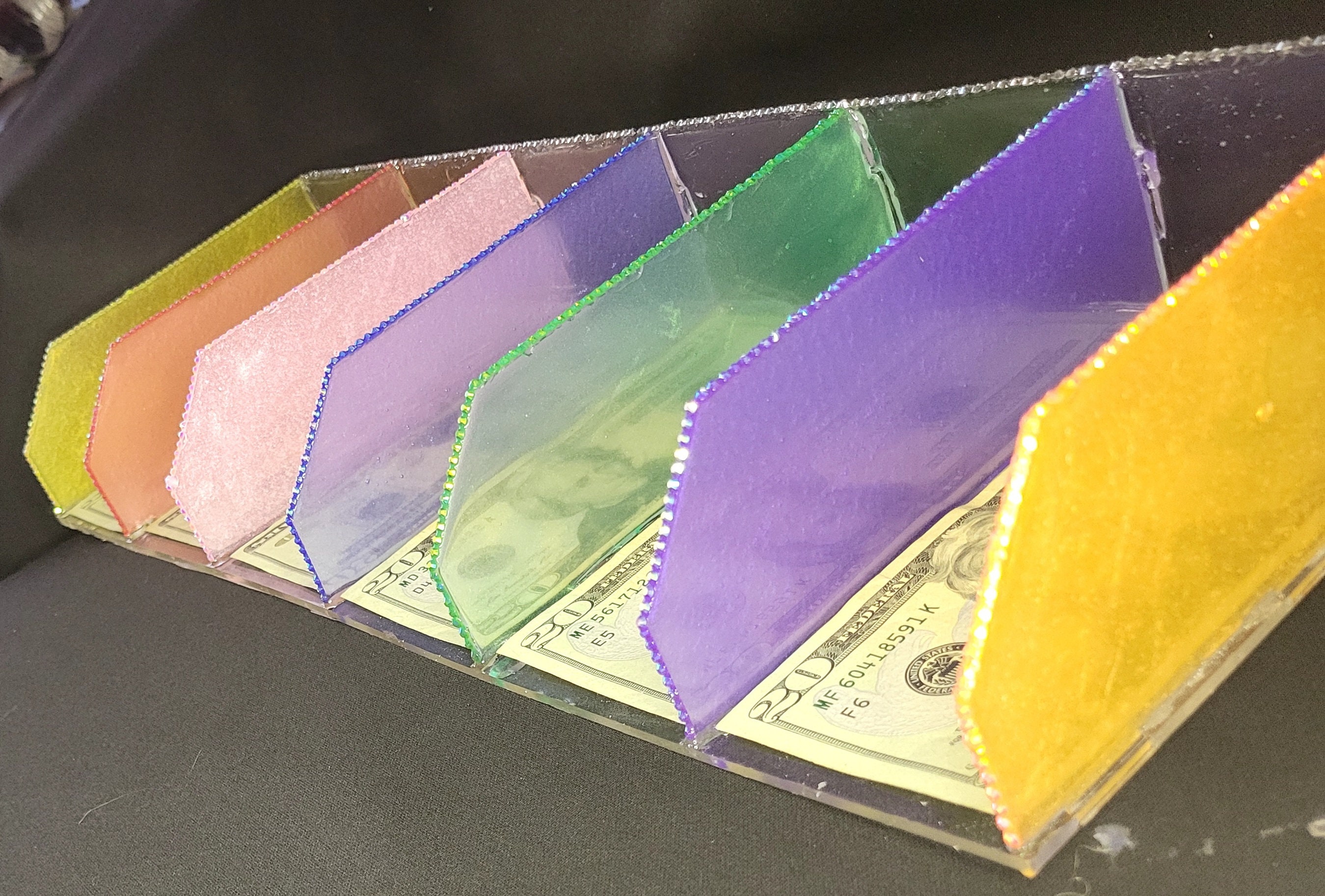 6 Slot Custom Cash Tray, Money Tray, Cash Envelope Stuffing, Glitter