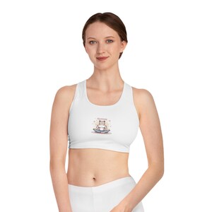 Cute Namaste Cat Sports Bra, Yoga Gear, Fitness Apparel, Pet Lover Gift, Workout Top, Comfortable Activewear