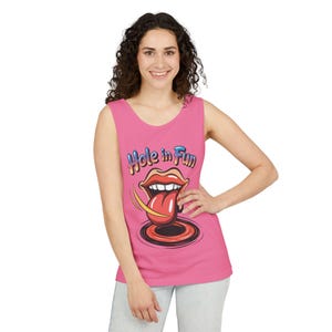 Hole in Fun Graphic Tank Top: Unisex Summer Music Festival Apparel