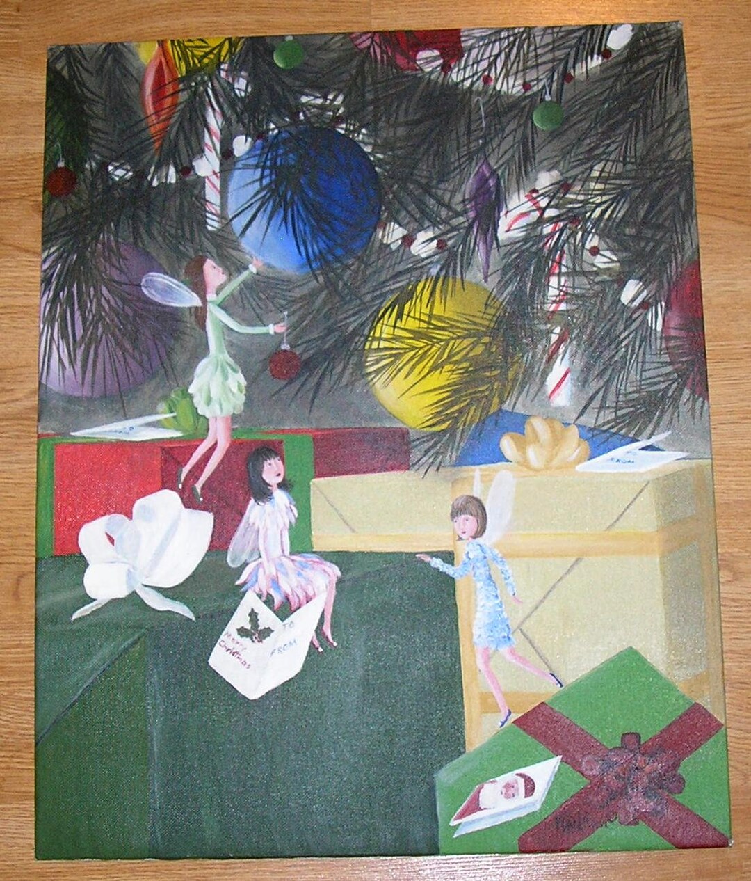 Vintage Old Fashioned Christmas Tree Fairies Girls Decorating Ornaments