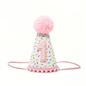 Sprinkles First Birthday Hat | 1st Birthday Girl Outfit | Sprinkles Party Hat | Confetti Party Hat | 1st Birthday Girl Glitter Party Hat