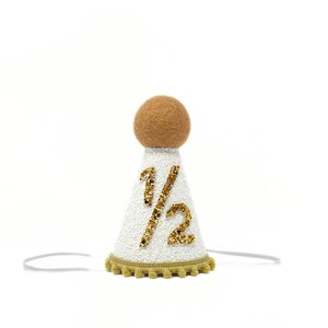 Half Birthday Boy Party Hat | Brown & White Party Hat | 1/2 Birthday Party Hat | Glitter Party Hat | Brown Party Hat | 1/2 Birthday Boy