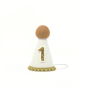 First Birthday Party Hat | Brown & White Party Hat | 1st Birthday Boy Outfit | First Birthday Outfit Boy | Brown Birthday Party Hat