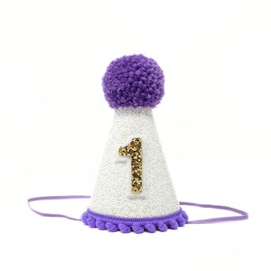 First Birthday Party Hat | Purple Party Hat | 1st Birthday Girl Outfit | Glitter Party Hat | First Birthday Outfit Girl | Lilac Birthday Hat