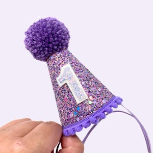 Unicorn First Birthday Hat | 1st Birthday Girl Outfit | Purple Party Hat | Confetti Party Hat | 1st Birthday Girl Glitter Party Hat | Lilac