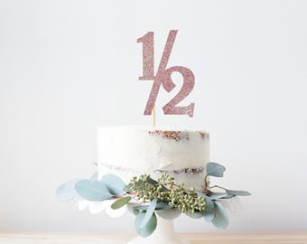 Half Birthday Cake Topper | 1/2 Birthday Girl Cake Topper | Baby Pink Cake Topper | Pink Cake Topper | 6 Month Birthday Girl Cake Topper