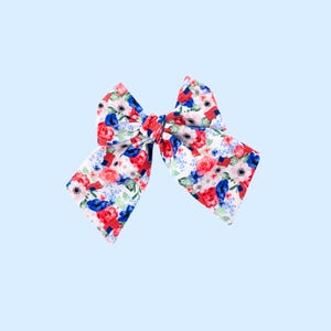 Patriotic Flowers Hair Bow | 4th of July Hair Bow Alligator Clip | USA Hair Bow | Hair Accessory | Girly Hair Accessories