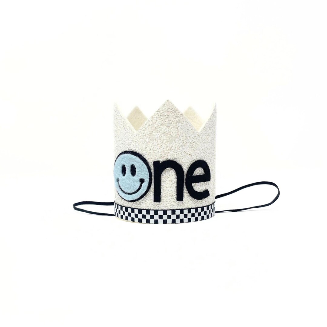 One Happy Dude Crown | First Birthday Smiley Face Party Hat | One Happy ...