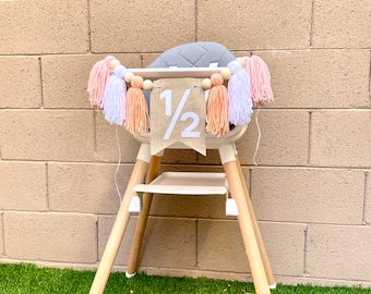 Half Birthday High Chair Banner | Boho Half Birthday | Half Birthday Girl | Boho Birthday | Peach Banner | Baby Girl High Chair Banner