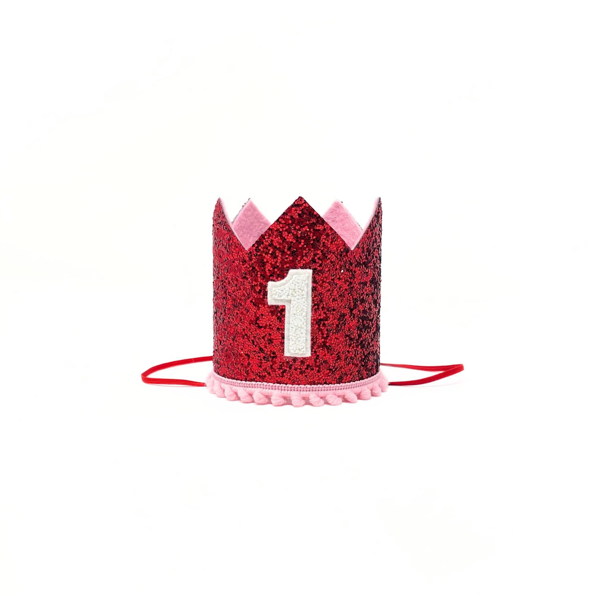 Valentine First Birthday Crown | Birthday Girl Crown | 1st Birthday Girl Outfit | First Birthday Girl Glitter Crown | Red & Pink Crown