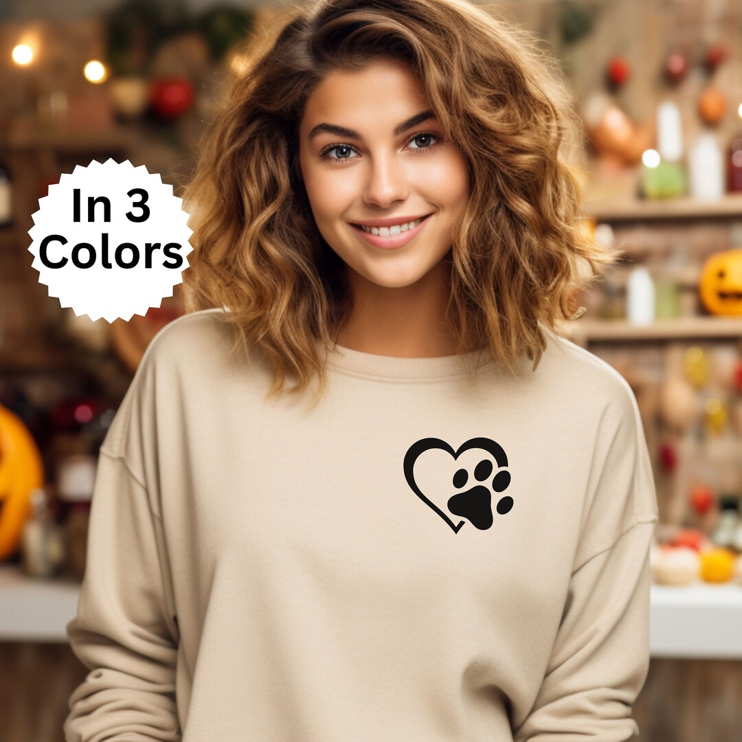 Dog Paw Print Heart Sweatshirt I Love My Dog Sweatshirt Cute Etsy dog-paw-print-heart-sweatshirt-i-love-my-dog-sweatshirt-cute-etsy