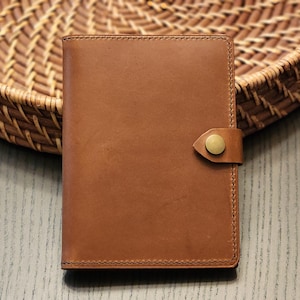 Cartera para pasaporte de viaje - Cuero italiano de grano completo color whisky