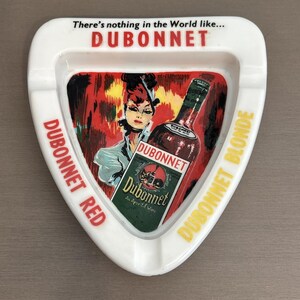 Vintage Dubonnet Red and Dubonnet Blonde milk glass opaline ashtray