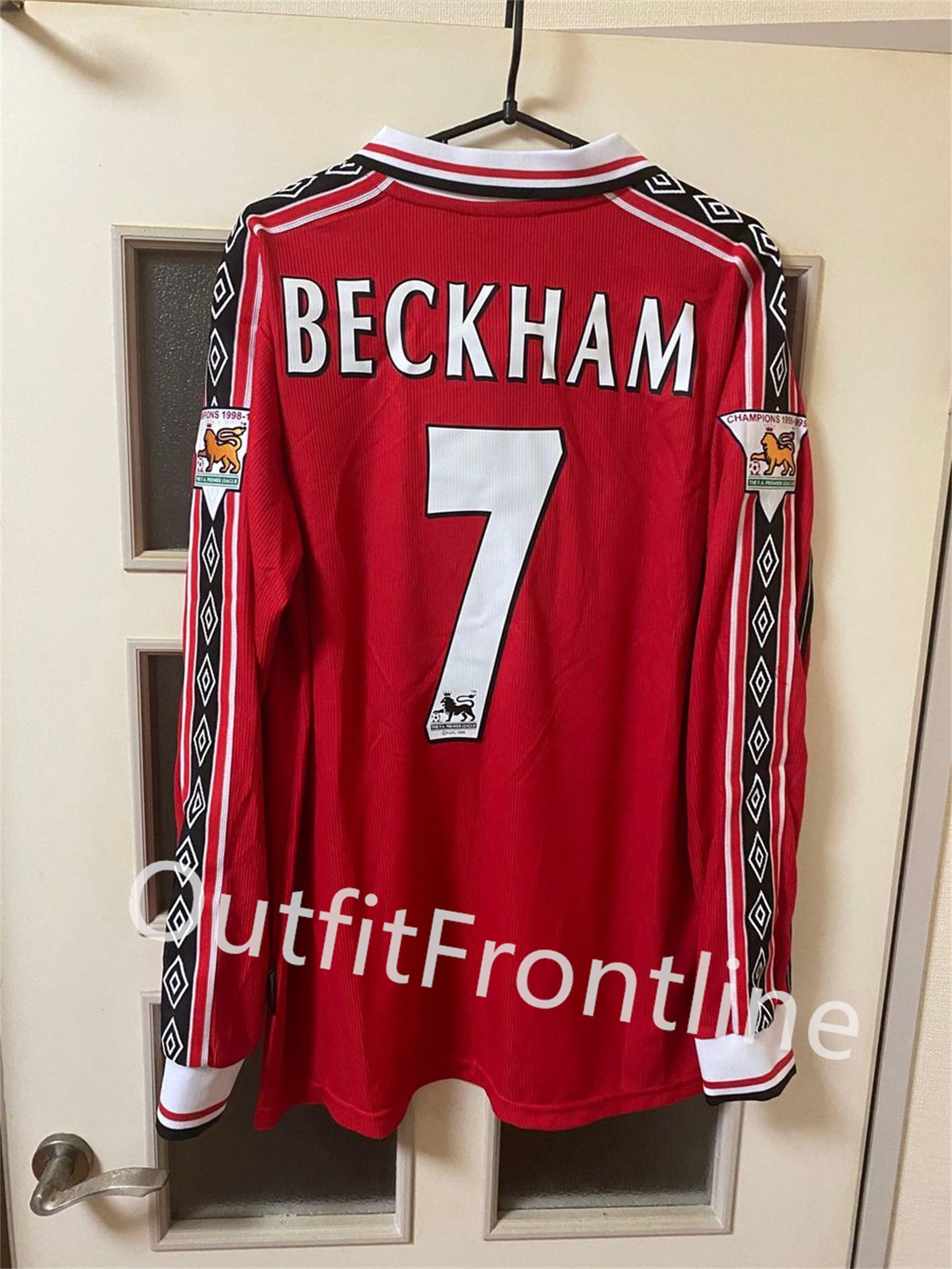 Vintage David Beckham #7 Manchester United 98/99 Red Short Sleeve Retro  Jersey