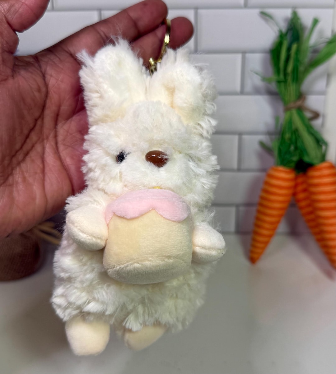 Fluffy Bunny Keychain – Plush Bag Charm, Kawaii Accessory, Easter ...