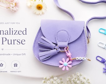 Personalized Girls Tassel Crossbody Purse | Custom Mini Purse | Little Girl Purse|Gift for Kids|Mini Shoulder Bag | Leather Toddler Purse