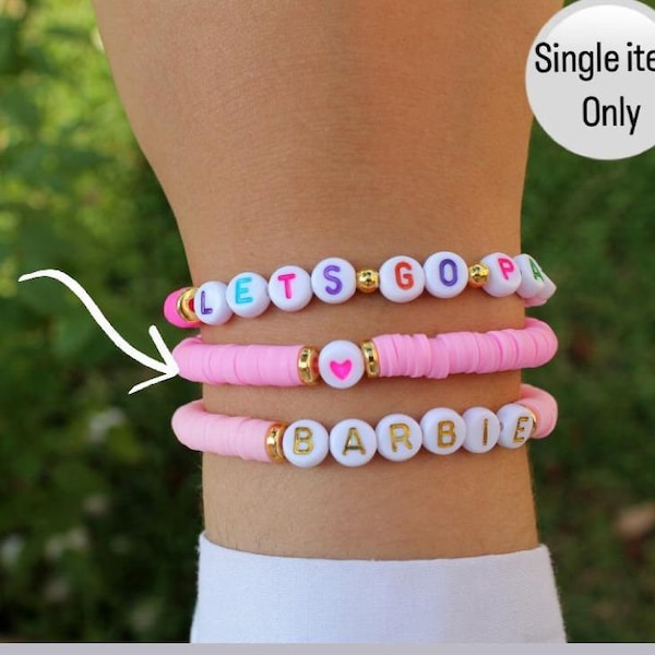 Beaded Bracelet, Pink Bracelet, Custom name Bracelet, Pink Color Bracelet, Summer Bracelet, Kids Gift, Heishi Pink Bracelet, Bracelet