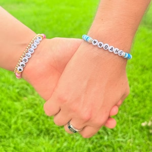 Custom Date Night Bracelets for Couples and Friendships, Matching Bracelets for Him, Gift Boyfriend Anniversary Bestie BFF, Moon and Back