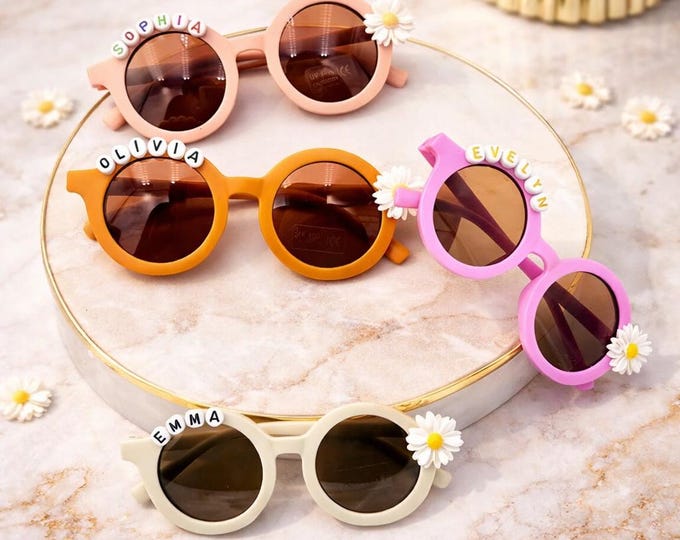 Floral Daisy Girls Personalized Sunglasses | Birthday Gift Sunglasses | Kids Gift | Toddler Gift | Babies Gift | Personalized Birthday Gift