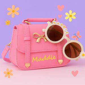 Personalized Leather Little Girl Purse | Custom Name Crossbody Bag for Toddlers | Adjustable Strap Mini Shoulder Bag | Kids Birthday Gift