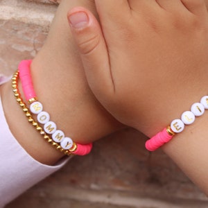 Back to school, Mama & Mini Bracelet Set, Stretch with Heishi Beads and Your choice of Lettering, First day of School/Kindergarten/Preschool image 3