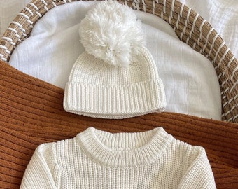 Baby knit cotton beanie - part of matching set