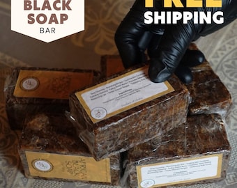 100% Raw African Black Soap Bar | Handmade Natural Pure African Soap from Ghana for Face Wash, Body Wash & Shampoo