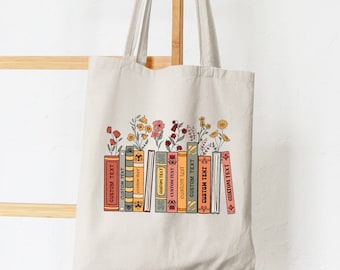 Personalized Favorite Books Tote Bag, Custom Book Tote Bag, Custom Bookshelf Tote, Book Lover Tote Bag, Bookish Tote Bag, Booktrovert Tote