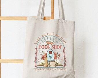 Vintage Retro Tale As Old As Time Belle's Book Shop Tote Bag, Book Lover Princess Tote Bag, Gift for Book Lover, Bookworm Bag, Bookish Bag