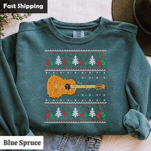 Pull De Noël Heavy Metal Rock Guitariste - Sweat à Motif Père Noël Guitare, Cadeau Fan De Musique