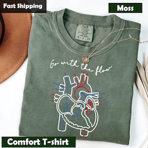 Comfort Colors® CVICU Cardiac Nurse Heart Flow Anatomy Shirt, CVICU Nurse Shirt, Go With The Flow, Cardiology Sonographer, Cardiac Nurse Tee