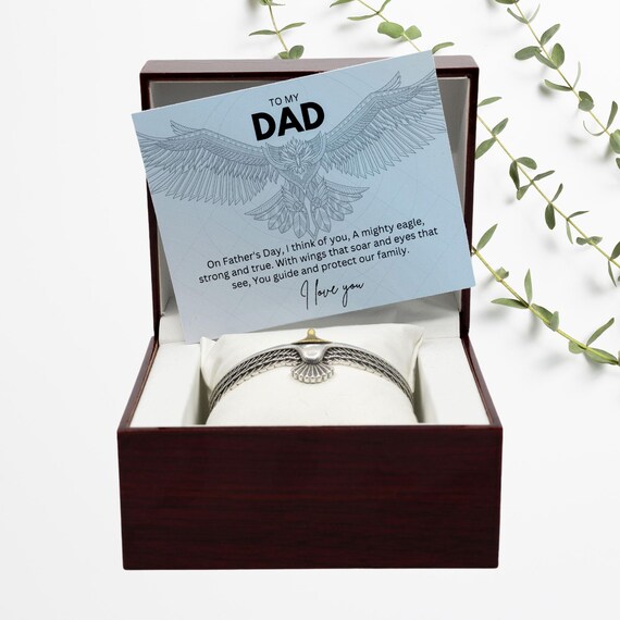 Gift for Dad Father s Day Silver Eagle Bangle Birthday Present for Dad Dads Day Personalised Gift Christmas Gift Idea From Daughter Etsy