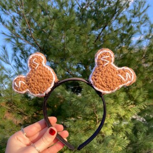 crochet gingerbread mouse headband