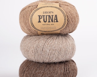 DROPS Puna, Alpaca yarn, Alpaca fiber Alpaca wool yarn Knitting yarn, DROPS yarn, Pure alpaca superfine soft light and beautifully warm yarn
