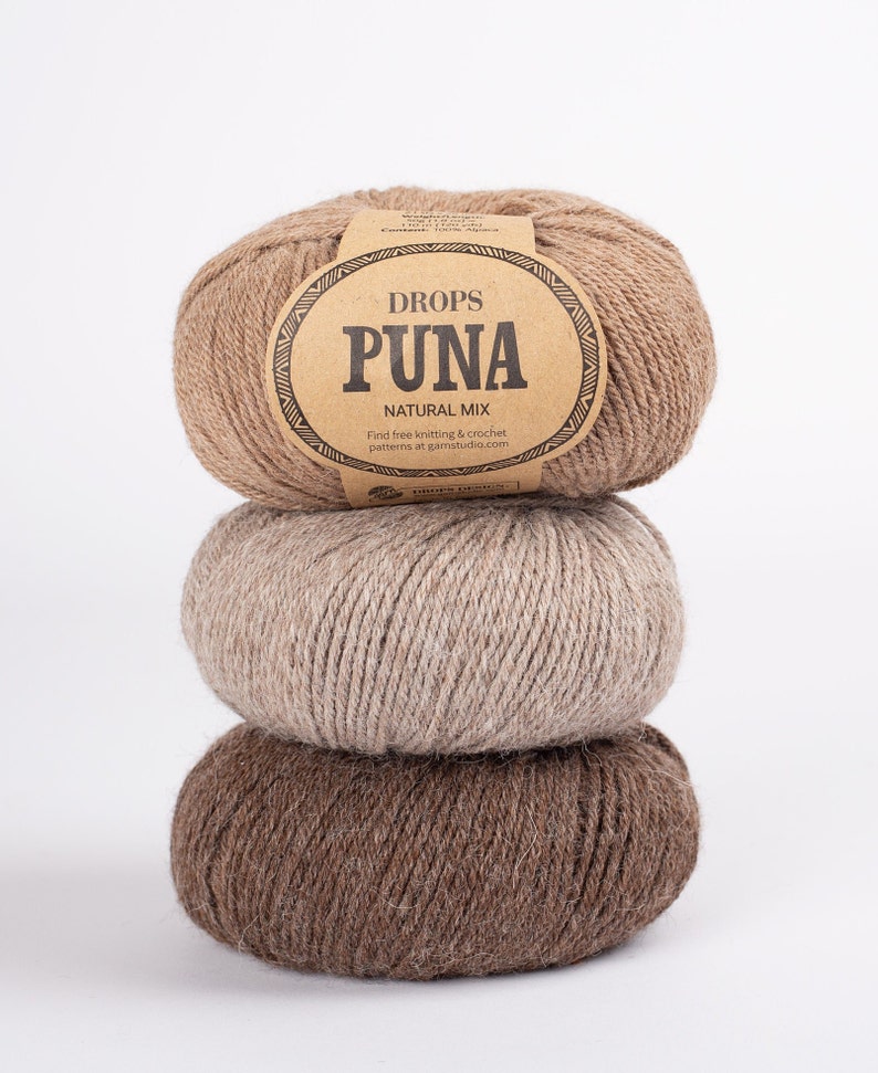 DROPS Puna, Alpackagarn, Alpackafiber Alpackaullgarn Stickgarn, DROPS garn, Ren alpacka superfin mjuk, lätt och härligt varmt garn bild 1