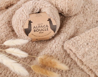 Alpacka Bouclégarn, mjukt öglegarn (50g nystan för stickning)