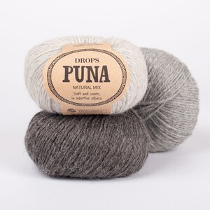 DROPS Puna, Alpackagarn, Alpackafiber Alpackaullgarn Stickgarn, DROPS garn, Ren alpacka superfin mjuk, lätt och härligt varmt garn bild 3