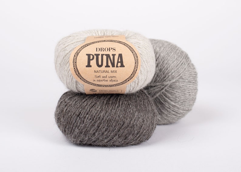 DROPS Puna, Alpackagarn, Alpackafiber Alpackaullgarn Stickgarn, DROPS garn, Ren alpacka superfin mjuk, lätt och härligt varmt garn bild 3
