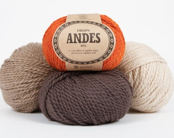 Alpaca Yarn DROPS Andes Super Bulky Yarn Alpaca Wool Yarn Alpaca Scarf yarn Super Chunky Yarn Knitting Wool 100g A soft and chunky wool