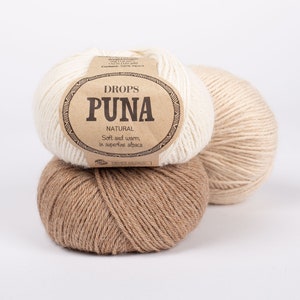 DROPS Puna, Alpackagarn, Alpackafiber Alpackaullgarn Stickgarn, DROPS garn, Ren alpacka superfin mjuk, lätt och härligt varmt garn bild 5