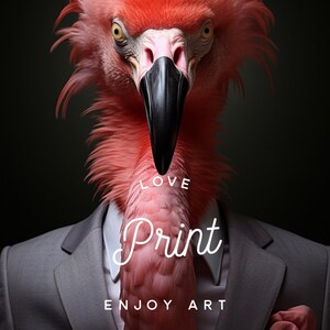 Flamingo in a suit