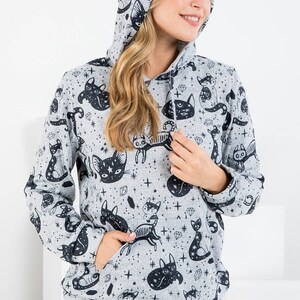 Halloween Hoodie Mystische Katze, Lässig für Halloween Party, Herbst und Winter