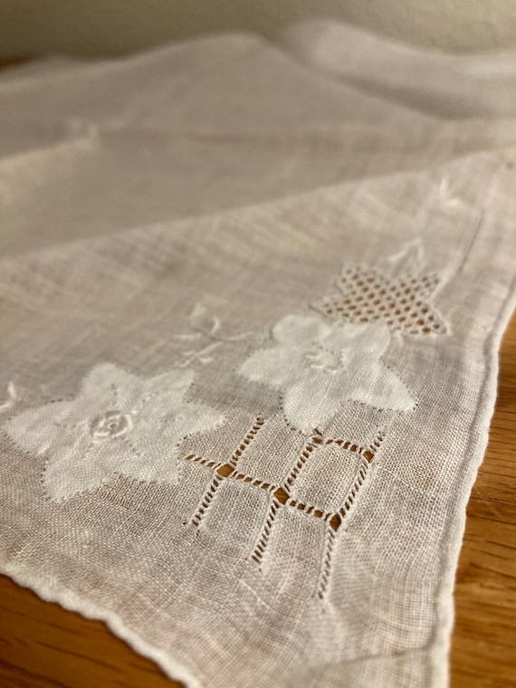 Vintage white cotton handkerchief