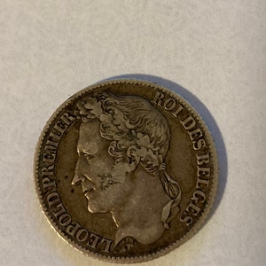 Belgium 1844 silver Franc coin